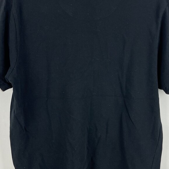 Van Heusen Polo T Shirt Size L Black Short Sleeve Button Up Collared Cotton - Picture 8 of 9